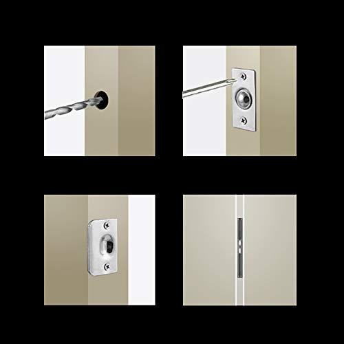 Mousike Cabinet/Closet Door Ball Catch,Stainless Steel Adjustable Ball Catch Door Hardware (Brushed Satin Finish 4 Pack)