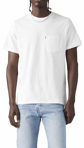 Short Sleeve Classic Pocket Tee, Hombre, White + Slub, L