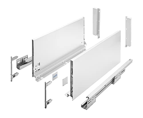GTV Axis Pro Drawer Runners, Drawer Runners with Full Extension, White, Load Capacity up to 40 kg, Push to Open Systems, Free Access, Width: 400 mm, Height: 200 mm