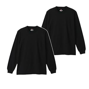 Tシャツ 長袖 丸首 BEEFY-T 綿100% 丸胴仕様 タグレス仕様 ビーフィロングスリーブTシャツ 2枚組 肉厚生地 無地 H5186-2-090-M