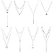 Coolcoco Fashion Metal Silver Choker Necklace Set with Pendant for Women (8 Pieces/Set)