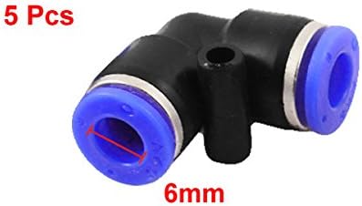 Sourcingmap 5 Pcs Air Pneumatic 6mm L Shaped Push in Elbow Connector Tube Fittings, Blue, 6mm OD - Image 3
