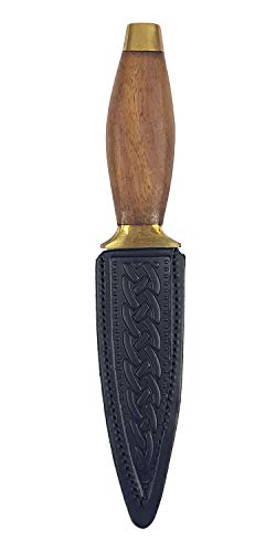 Rustic Wood Handled Sgian Dubh (Black Sheath) - Thumbnail 2