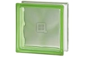 QUALITY GLASS BLOCK Seves Glass Block 7.5 x 7.5 x 3 Basic Wave Green Color Glass Block
