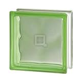 Seves Glass Block 7.5 x 7.5 x 3 Basic Wave Green