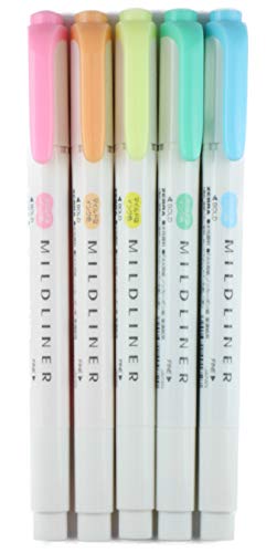 Zebra MILDLINER WKT7-5C (5-Color Set) 2pack with MIYABI stationery store original gift package[5Cx2]