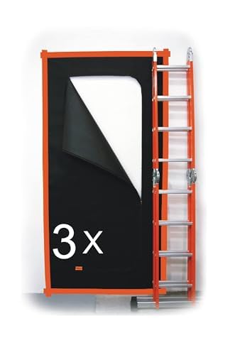 SafeCore 3 pack anti-dust zip door 220x110 cm, thick polypropylene dust door cover with double-sided zip, durable building dust guard door cover for renovation and construction – zip door dust barrier