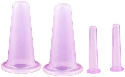 FANMURAN 4 Pcs Silicone Facial Cupping Therapy Set for Eye and Face Massage Cup Kit Anti-Wrinkle Anti-Aging Purple
