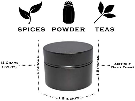 JAR by STASH Finest Airtight Smell Proof Odorless Storage Container Jar, Perfect for Keeping Herbs, Spices, Wax. Carved 2” solid block of lightweight space grade Aluminum (Black)