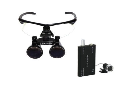 Dental Power 2.5x420mm Dental Loupes Surgical Binocular Loupe Magnifier Head Light (Black)
