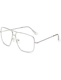 Dollger Classic Glasses Clear Lens Non Prescription Metal Frame Eyewear Men Women Silver