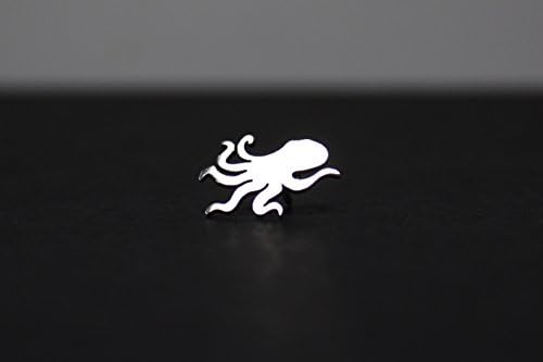 Octopus Pin Hand Cut Sterling Silver Lapel Pin Tie Tack