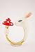 Snow Rabbit Ring by MONVATOO London, a free-size (adjustable band) hand-painted enamel white rabbit bunny ring jewelry with dotted red mushroom