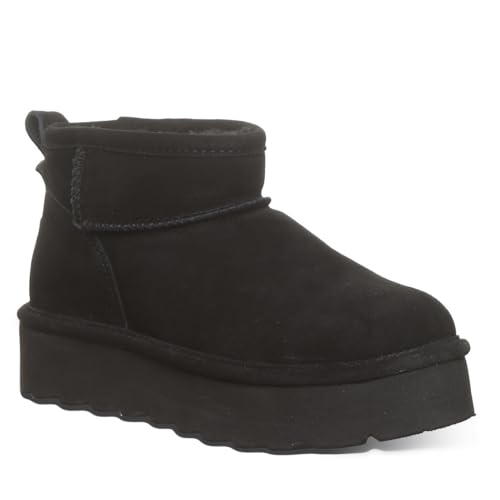 BEARPAW Damen Retro Shorty Boot | Damen Stiefelette | Bequemer Winterstiefel, Schwarz/Schwarz, 43 EU