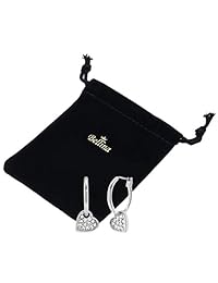 Bellina - Pendientes de aro con forma de corazón y cristales austriacos, dos en uno, con tallo hipoalergénico de acero inoxidable