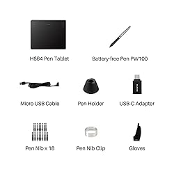 HUION HS64 Digital Drawing Tablet with Battery-Free