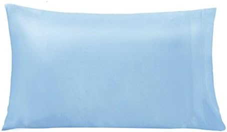 Mulberry Silk Pillowcase for Hair &amp; Facial Skin to Prevent Wrinkles Deep Envelope Closure 19 Momme Both Sides 100% Real Silk Vividmoo, standard size lake blue