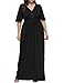Allegrace Women's Plus Size V Neck Button up Maxi Dress Bell Sleeve Beach Long Dresses Black 4X