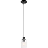 DESIGNERS FOUNTAIN Cedar Lane Pendant Light, 4 Inch Hanging Ceiling Fixture for Kitchen Island and Dining Room, Matte Black, 