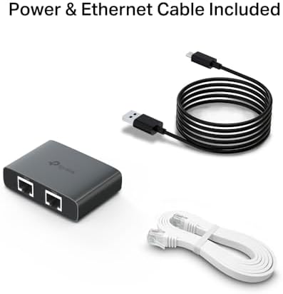 EH310 LAN Splitter 1 auf 3 (Gigabit Ethernet Splitter), inkl. USB-Stromkabel & Cat 5e Netzwerkkabel, Aluminiumgehäuse, Plug & Play, LAN Switch 3 Port, kompatibel mit Router, Switch und PC