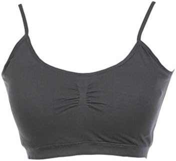 MB TREND Seamless Sports Padded Bralette Bra Spaghetti Cami Tank Top, One Size, Gray