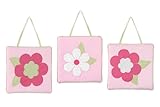 Sweet Jojo Designs Pink and Green Flower Collection Wall Art Hangings