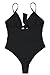 LEISUP Womens Plus Size Lace Up Hollow Out High Waist Strappy One Piece Swimsuit XL Black