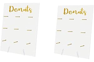 DODXIAOBEUL 2 Pcs Wood Donut Wall Display Stand Reusable Rustic Doughnut Board Holder Donut Party Supplies for Wedding Birthd