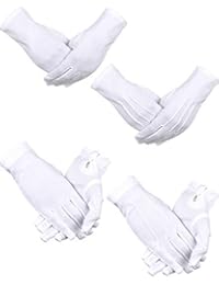 Sumind 4 Pairs Uniform Gloves Spandex Gloves Dress Glove for Man Police Formal Tuxedo Guard Parade Costume (White G, Adult Size)