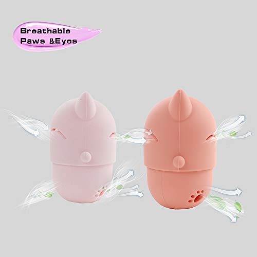 NaFurAhi Makeup Sponge Case, Cute Beauty Blender Containers, Silicon made Perfect for Traveling, Keep Makeup Sponges in a Safe &Sanitary, with 2 Fashion Hair Clips &2 Sponge Holders (Pink+Orange) - Thumbnail 3