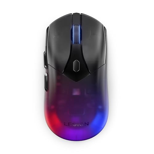 Legion M410 - Ratón Gaming Inalámbrico RGB (6 Botones, Luz RGB de 2 Zonas, 16.000 dpi, 400 IPS, Batería Recargable de 53 Horas, Compatible con NVIDIA Reflex) - Negro Transparente