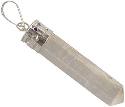 Aatm Reiki Energized Selenite Pencil Pendant (Stone of Mental Clarity, Psychic, Angels)