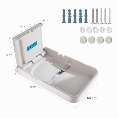 KSITEX Baby Changing Table Wall Mounted Baby Changing Unit Baby Changing Station with Safety Strap Baby Changing Table for Infants Commercial Toilet