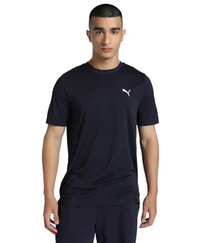 PUMA Unisex ESS Small Logo Poly Tee T-Shirts, New Navy, L EU
