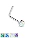 Inspiration Dezigns 20G Opal Flat Top Surgical Steel 6mm L Bend Nose Ring