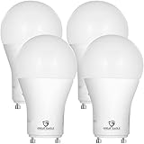 Great Eagle LED GU24 Base, A19 Shape, 14W (100W Equivalent), Dimmable, 4000K Cool White, 1600 Lumens, UL Listed, Twist-in Light Bulb (4-Pack)