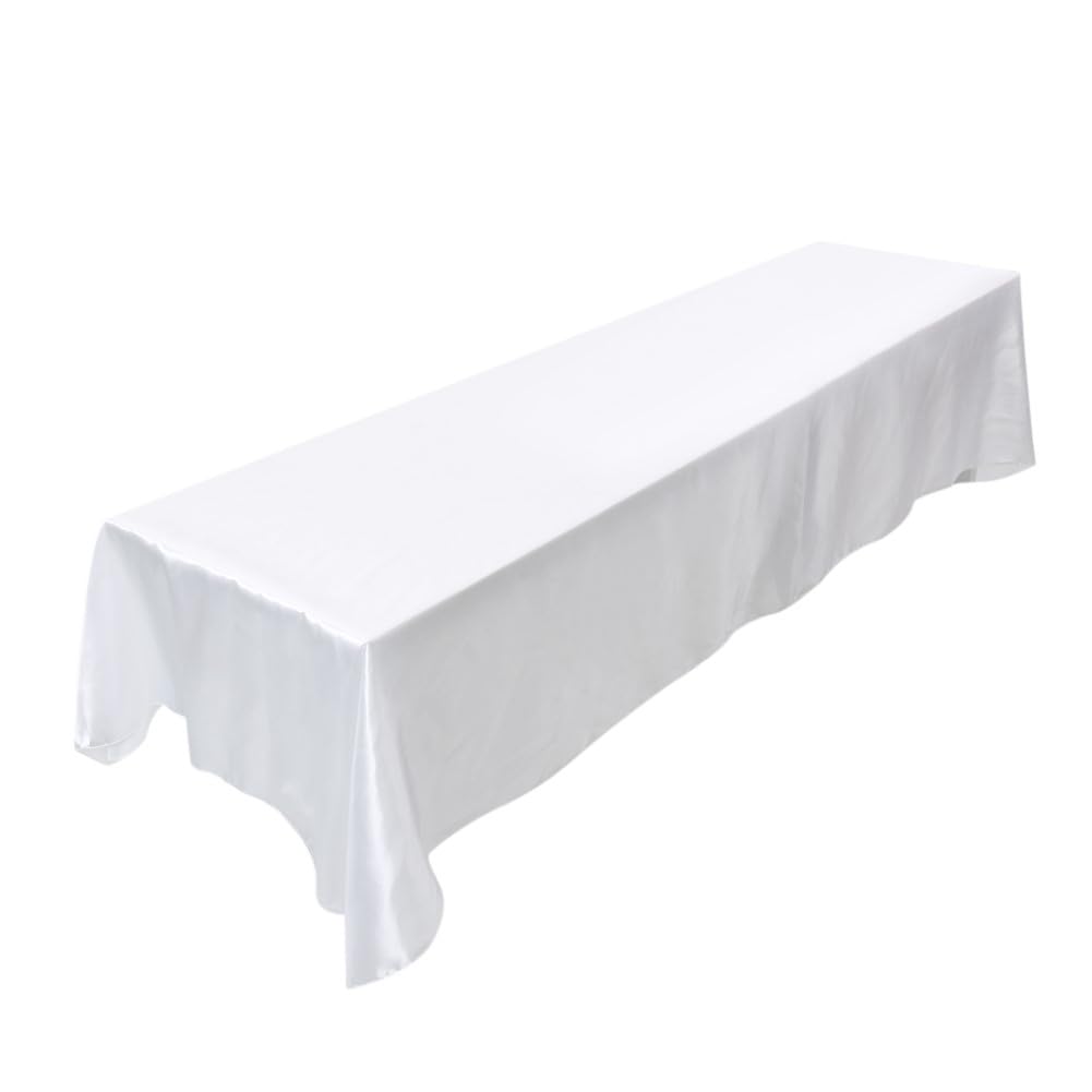 BIT.FLY White Rectangular Tablecloth 228 x 335 cm (90 in x 132 in) Polyester Anti-Fouling Wedding Tablecloth for Celebrations, Parties, Hotels Events and Weddings