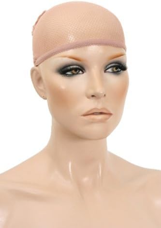 Beige Hair Wig Weaving Stretchable Net Mesh Fishnet Elastic OPEN Cap - 4 pack