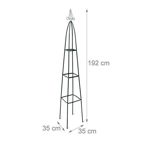 Relaxdays 2X Rankturm, Garten Obelisk, freistehende Rankhilfe für Kletterpflanzen, Ranksäule, Metall, HBT 192 x 35 x 35 cm, grün – Bild 3