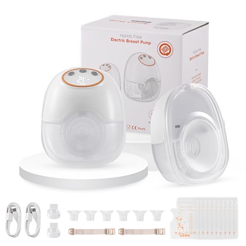 Electric Breast Pump, Hands Free Breast Pump with 4 Modes & 12 Levels, BPA Free, Quiet, Portable and Lightweight, 17/19/21/24mm Spout, Smart LED Display