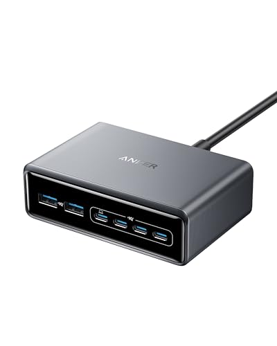 Anker Prime 200W USB C Ladegerät, 200W 6 Anschlüsse GaN Ladestation