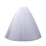 Nanwuji A-line Hoopless Petticoat Crinoline Underskirt Slips Floor Length for Bridal Wedding Dress, White, One Size