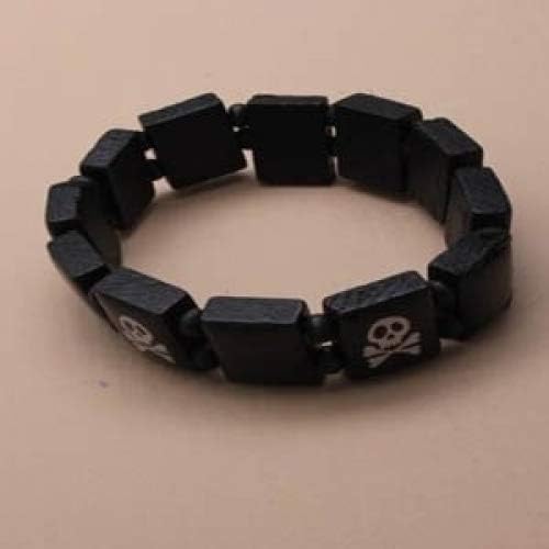 Girls Black Pirate Bead Wooden Bracelet IN2101