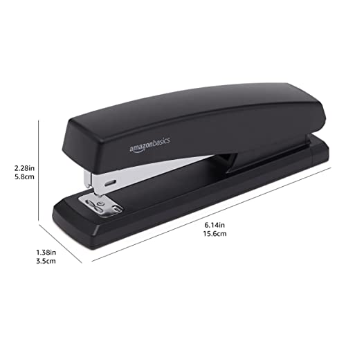 Amazon Basics Stapler with 1000 Staples, Office Stapler, 25 Sheet Capacity, Non-Slip, Black