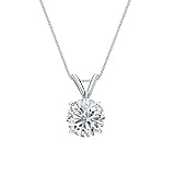 14k Gold Round Diamond Solitaire Pendant 4-Prong Basket (1/5-1 cttw, J-K color, I1-I2 clarity)