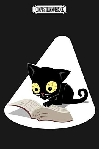 Composition Notebook: Black Kitten Reading End of Book Memory Best Club Examination Bonsai Accessories Coloring Book Notebook Journal Notebook Blank Lined Ruled 6x9 100 Pages