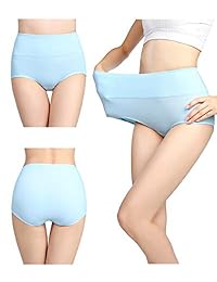 Bragas de algodón de cintura alta para dama, sección C, recuperación posparto, suave y elástico, cobertura completa (5 unidades)