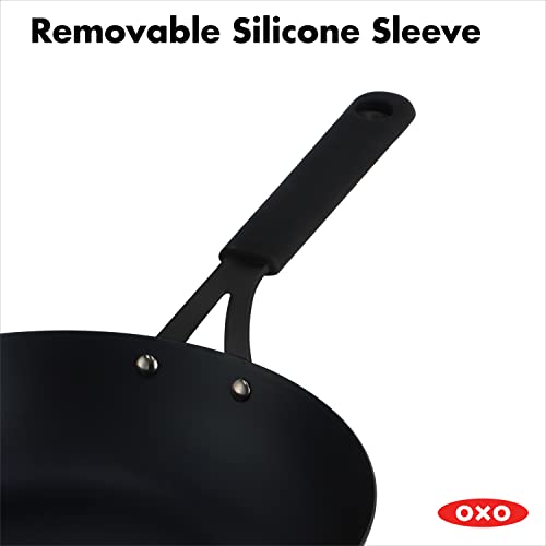 OXO Obsidian PreSeasoned Carbon Steel, 12" Wok Pan with Removable