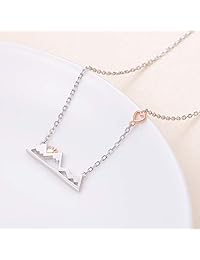 Collar y anillo de plata de ley 925 con diseño de corazón de montaña, ideal como regalo para mujeres y adolescentes