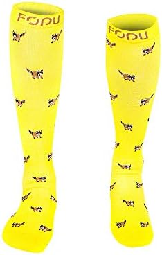 Mens Socks Sports Running/Europe and the United States sports elastic compression socks leggings long Knee High compression stockings yellow